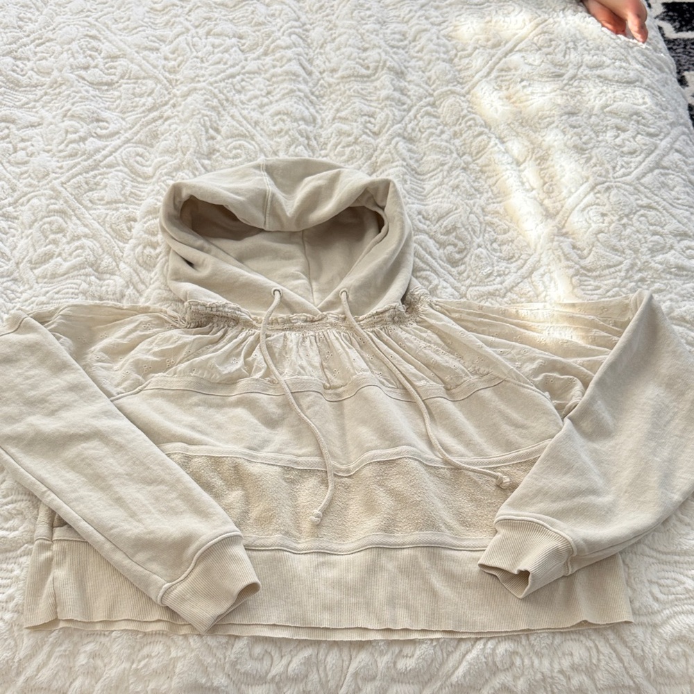 Free People Cream Knit Hoodie
